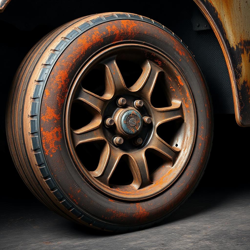 Steel wheel rim — before laser cleaning