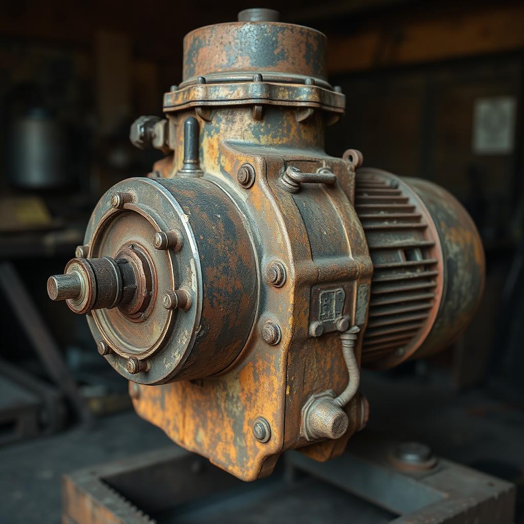 Industrial motor — before laser cleaning